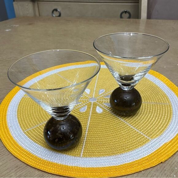 Set Of 2 Martini, Vodka Cocktail Bottom Bubble Glasses ✅ - Picture 1 of 7